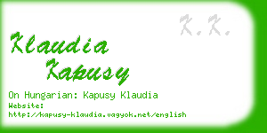 klaudia kapusy business card